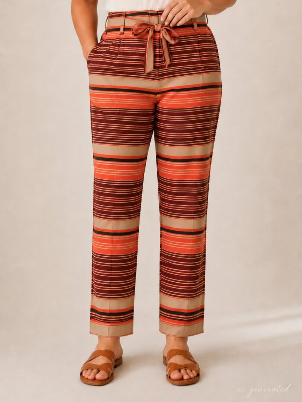 NWT 7th Avenue Design Studio New York & Company Striped Paperbag Pants Size 12